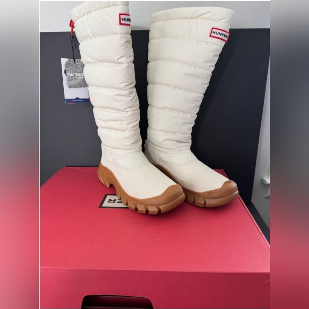 Hunter Tall Puffer Snow Intrepid Boots Insulated Winter White EU 41 US 10 NIB - Picture 3 of 16